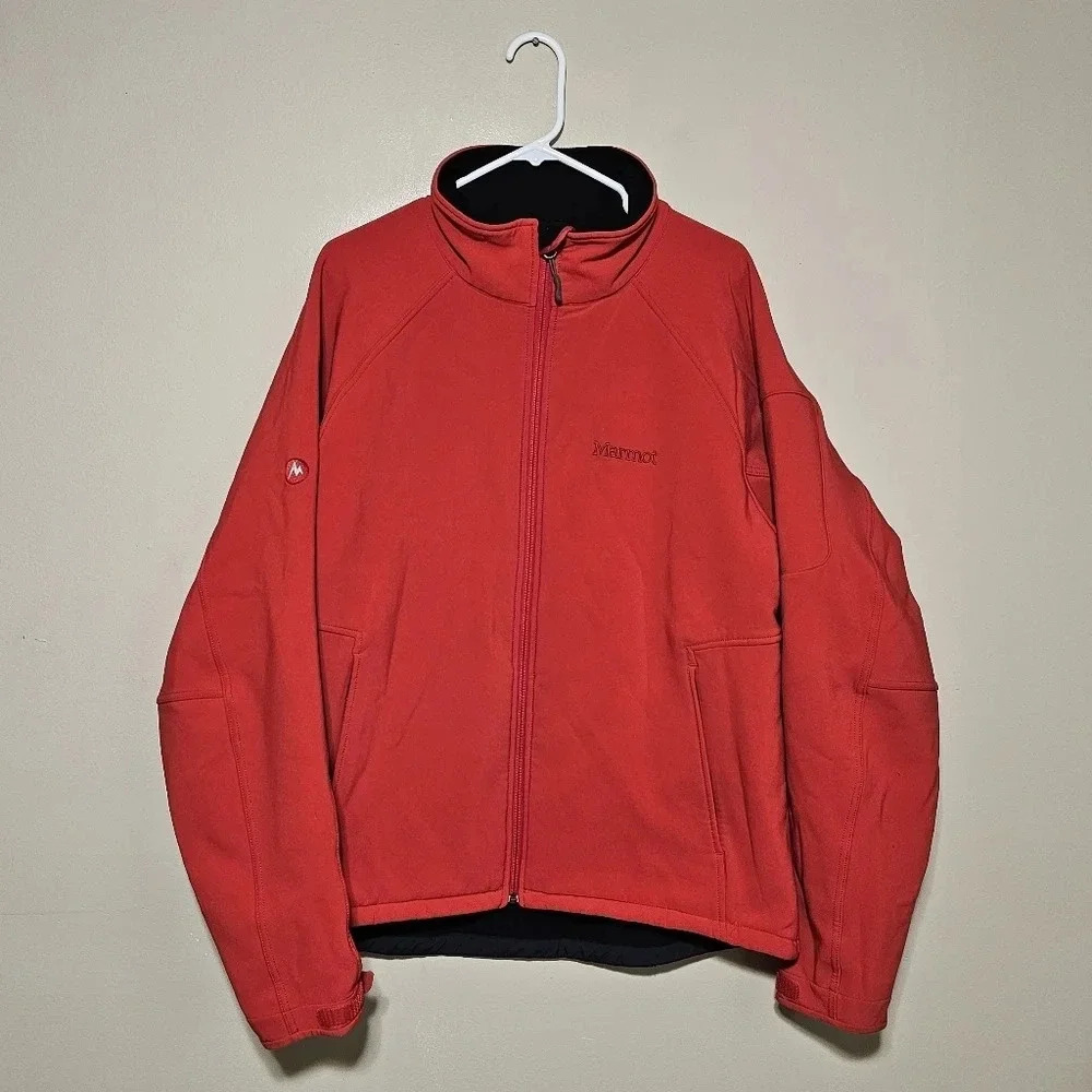 Marmot Gravity Mens XL Softshell Jacket Fleece Lined Full Zip Outdoors Red